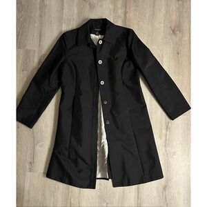 Anne Taylor Women's Black Mid-Length Single Breasted  Petite Coat, Size 4P